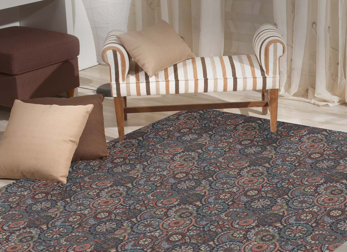 Alfombra textil de motivos en un salón