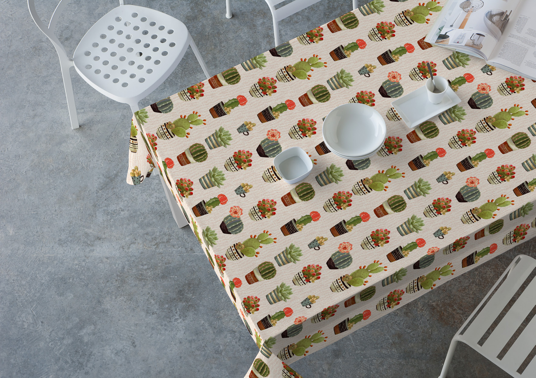 Mantel de PVC con estampado de cactus